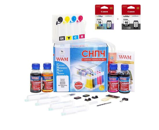 СБПЧ WWM Canon Pixma E3140/E484 + PG46/CL56 (IS.0130set)