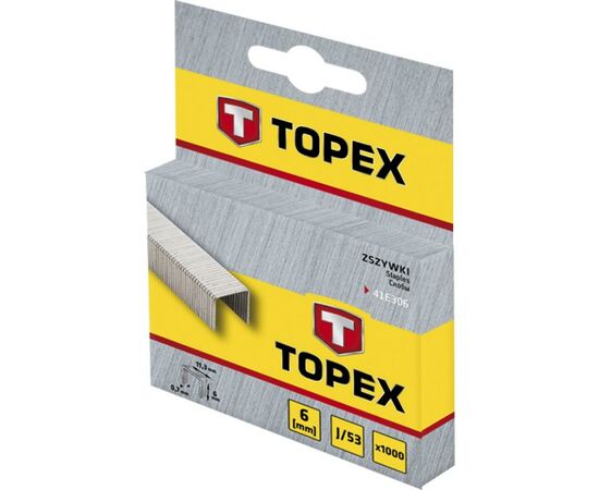 Скобы для строительного степлера Topex 8 мм, 1000 шт, тип J (41E308), изображение 2 Скобы для строительного степлера Topex 8 мм, 1000 шт, тип J (41E308), изображение 2