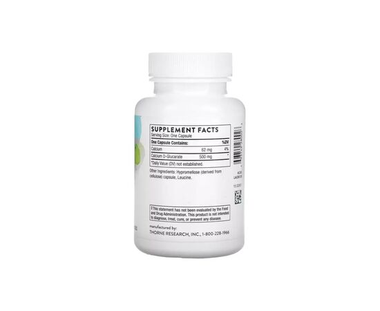 Витаминно-минеральный комплекс Thorne Research D-глюкарат кальция, 500 мг, Calcium D-Glucarate, 90 капсул (THR-28002), изображение 2