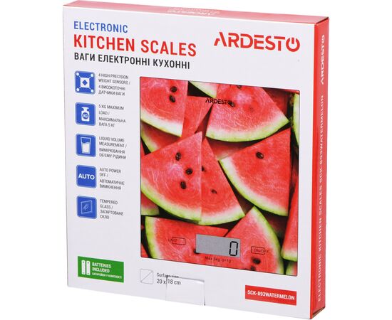 Весы кухонные Ardesto SCK-893WATERMELON, изображение 5 Весы кухонные Ardesto SCK-893WATERMELON, изображение 5