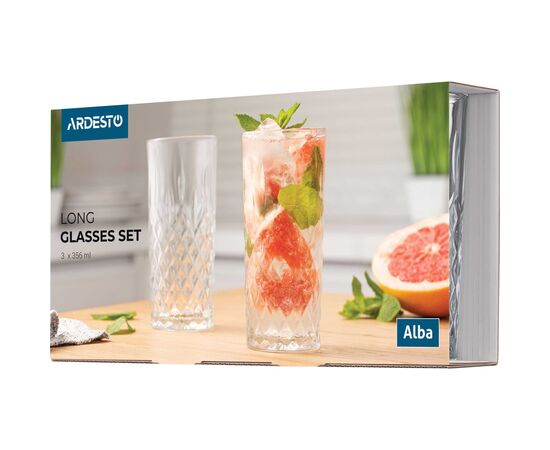 Набор стаканов Ardesto Alba 356 мл 3 шт (AR2635AB), изображение 3 Набор стаканов Ardesto Alba 356 мл 3 шт (AR2635AB), изображение 3