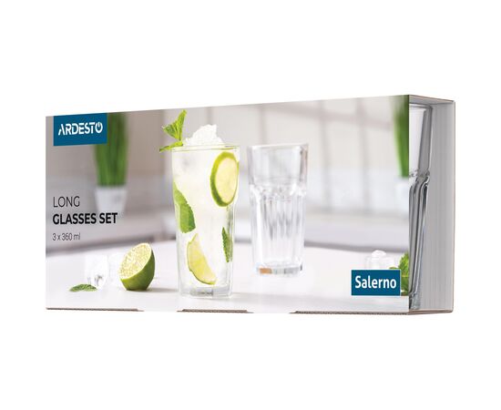 Набор стаканов Ardesto Salerno 360 мл 3 шт (AR2636LS), изображение 3 Набор стаканов Ardesto Salerno 360 мл 3 шт (AR2636LS), изображение 3