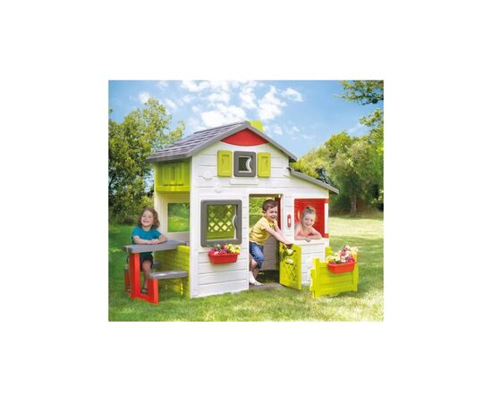 Игровой домик Smoby с дверным звонком столиком и забором (810203), изображение 9 Игровой домик Smoby с дверным звонком столиком и забором (810203), изображение 9