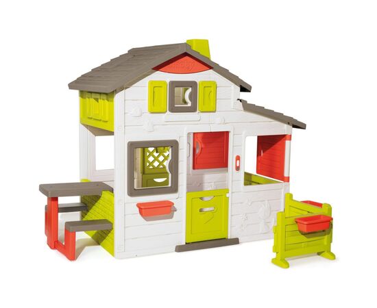 Игровой домик Smoby с дверным звонком столиком и забором (810203)