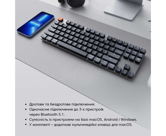 Клавіатура Keychron K1SE 87 Key Gateron Blue RGB Wireless UA Black (K1SEH2_KEYCHRON), зображення 3 Клавіатура Keychron K1SE 87 Key Gateron Blue RGB Wireless UA Black (K1SEH2_KEYCHRON), зображення 3