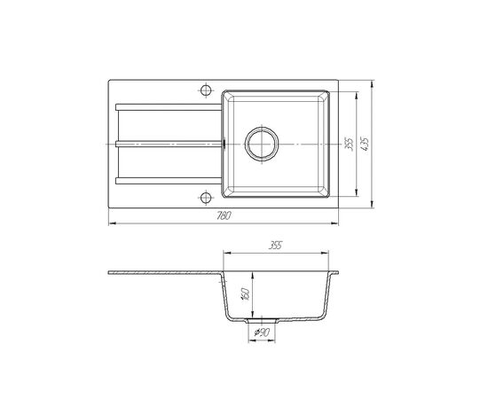 Мийка кухонна ROMZHA Quadro Biela (101) (RO48683), зображення 2 Мийка кухонна ROMZHA Quadro Biela (101) (RO48683), зображення 2
