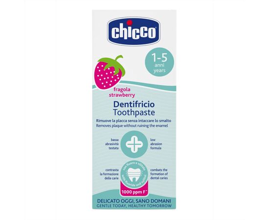 Детская зубная паста Chicco Клубничка со фтором 50 мл (07429.00), изображение 2 Детская зубная паста Chicco Клубничка со фтором 50 мл (07429.00), изображение 2