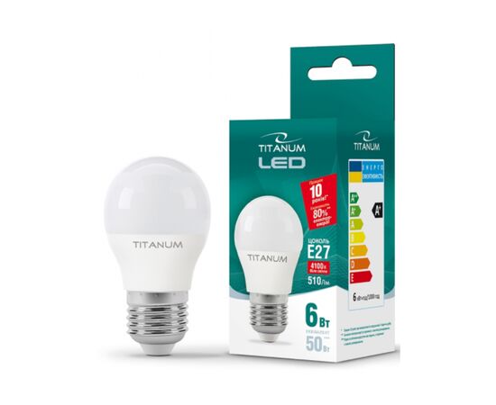 Лампочка TITANUM G45 6W E27 4100K 220V (TLG4506274), изображение 2 Лампочка TITANUM G45 6W E27 4100K 220V (TLG4506274), изображение 2
