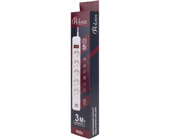 Сетевой фильтр питания ProLogix PRS-075P5CUSB-30W, изображение 3 Сетевой фильтр питания ProLogix PRS-075P5CUSB-30W, изображение 3