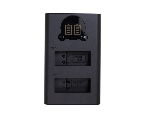 Зарядное устройство для фото PowerPlant GoPro DL-AHDBT901 with display 2 slots (CH980352)