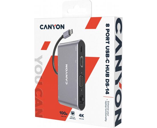 Концентратор Canyon 8-in-1 USB-C (CNS-TDS14), изображение 5 Концентратор Canyon 8-in-1 USB-C (CNS-TDS14), изображение 5