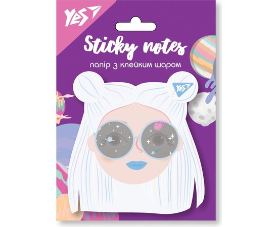 Папір для нотаток Yes з клейким шаром фігурна Cosmic Girl, 40 аркушів (170295)