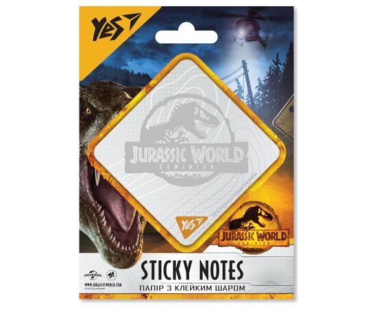 Папір для нотаток Yes з клейким шаром фігурна Jurassic World, 40 аркушів (170302)