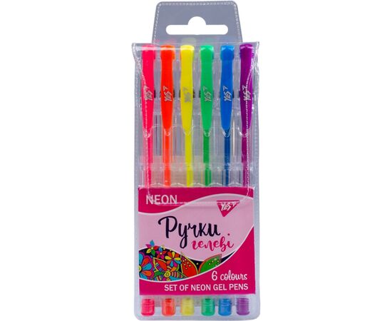 Ручка гелевая Yes Neon набор 6 шт (411706)