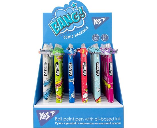 Ручка кулькова Yes Comic machines автоматична 0,7 мм синя (412004), зображення 6 Ручка кулькова Yes Comic machines автоматична 0,7 мм синя (412004), зображення 6