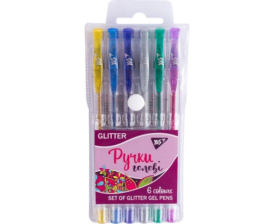Ручка гелевая Yes Glitter набор 6 шт (411702), изображение 4 Ручка гелевая Yes Glitter набор 6 шт (411702), изображение 4