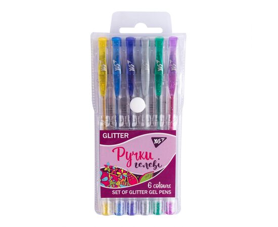 Ручка гелевая Yes Glitter набор 6 шт (411702)