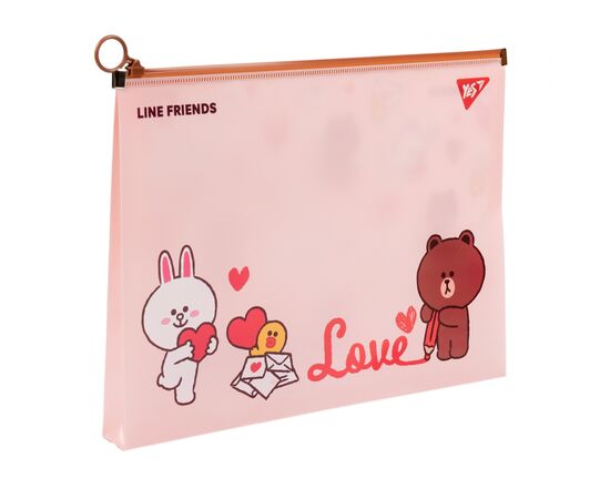 Папка на молнии Yes А4 Line Friends. Brown (492090)