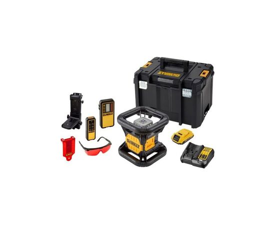 Лазерный нивелир DeWALT ротационный, 18В XR Li-Ion, красный луч, 4.5 кг, 2Ah, ЗП, кейс (DCE079D1R), изображение 3 Лазерный нивелир DeWALT ротационный, 18В XR Li-Ion, красный луч, 4.5 кг, 2Ah, ЗП, кейс (DCE079D1R), изображение 3