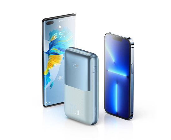 Батарея универсальная Baseus Pro 20000mAh, 22.5W, Blue, with USB-A - USB-C 3A 0.3m cable (PPBD040303), изображение 8 Батарея универсальная Baseus Pro 20000mAh, 22.5W, Blue, with USB-A - USB-C 3A 0.3m cable (PPBD040303), изображение 8
