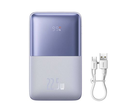 Батарея универсальная Baseus Pro 20000mAh, 22.5W, Violet, with USB-A - USB-C 3A 0.3m cable (PPBD040305), изображение 6 Батарея универсальная Baseus Pro 20000mAh, 22.5W, Violet, with USB-A - USB-C 3A 0.3m cable (PPBD040305), изображение 6