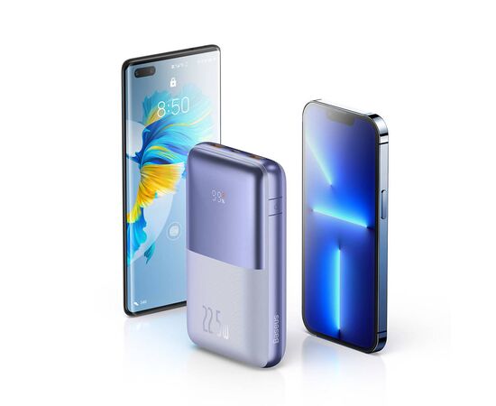 Батарея универсальная Baseus Pro 20000mAh, 22.5W, Violet, with USB-A - USB-C 3A 0.3m cable (PPBD040305), изображение 8 Батарея универсальная Baseus Pro 20000mAh, 22.5W, Violet, with USB-A - USB-C 3A 0.3m cable (PPBD040305), изображение 8
