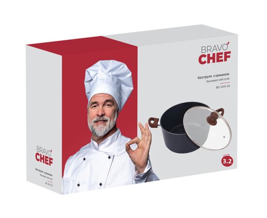 Кастрюля Bravo Chef Класична 3.2 л (BC-2101-22), изображение 6 Кастрюля Bravo Chef Класична 3.2 л (BC-2101-22), изображение 6