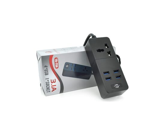 Сетевой фильтр питания Voltronic TВ-Т05, 1роз, 4*USB Black (ТВ-Т06-Black), изображение 2 Сетевой фильтр питания Voltronic TВ-Т05, 1роз, 4*USB Black (ТВ-Т06-Black), изображение 2