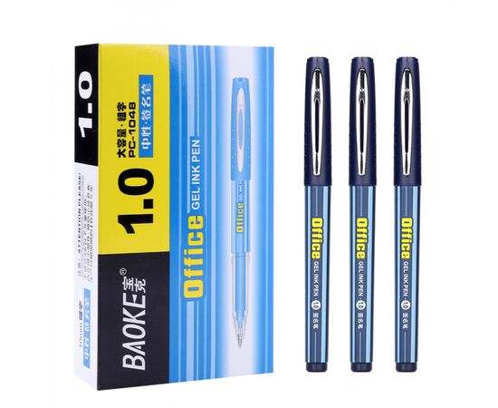 Ручка гелевая Baoke Office 1.0 мм, синяя (PEN-BAO-PC1048-BL), изображение 4 Ручка гелевая Baoke Office 1.0 мм, синяя (PEN-BAO-PC1048-BL), изображение 4