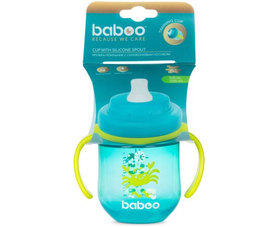 Поильник-непроливайка Baboo с силиконовым носиком, 200 мл, 6+ мес (Marine/зеленая) (8-131), изображение 4 Поильник-непроливайка Baboo с силиконовым носиком, 200 мл, 6+ мес (Marine/зеленая) (8-131), изображение 4