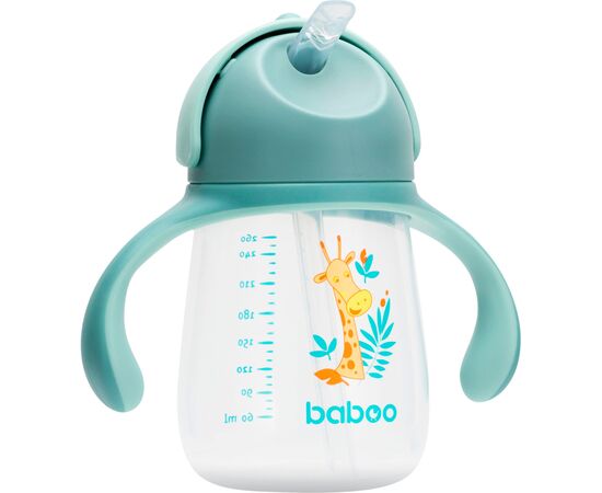 Поильник-непроливайка Baboo с силиконовой соломинкой, 260 мл, 9+ (Safari/зеленая) (8-122)