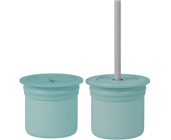 Поильник-непроливайка MinikOiOi Sip+Snack (Aqua Green/Powder Grey) (101100107)