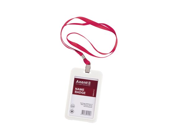 Шнурок для бейджа Axent с металлическим клипом, красный (4532-06-A), изображение 2