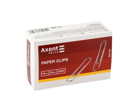 Скрепки канцелярские Axent оцинкованные 78 мм 50 шт (полибег) (D4116/P), изображение 2 Скрепки канцелярские Axent оцинкованные 78 мм 50 шт (полибег) (D4116/P), изображение 2