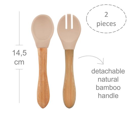 Набор детской посуды MinikOiOi Dig In - Bubble Beige ложка и вилка силиконовая (101060060), изображение 2 Набор детской посуды MinikOiOi Dig In - Bubble Beige ложка и вилка силиконовая (101060060), изображение 2