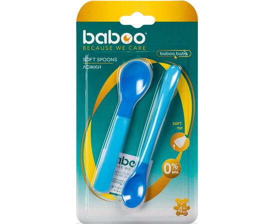 Набор детской посуды Baboo мягкие ложки 2 шт синие, 4+ мес (10-033), изображение 4 Набор детской посуды Baboo мягкие ложки 2 шт синие, 4+ мес (10-033), изображение 4