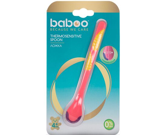 Набор детской посуды Baboo термочувствительная ложка, розовая, 4+ мес (10-025), изображение 4 Набор детской посуды Baboo термочувствительная ложка, розовая, 4+ мес (10-025), изображение 4