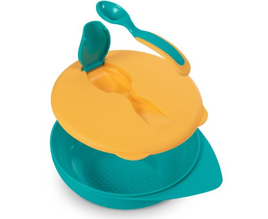 Тарелка детская Baboo с крышкой и ложечкой, от 6 месяцев (зелено-оранжевая) (9-028), изображение 2 Тарелка детская Baboo с крышкой и ложечкой, от 6 месяцев (зелено-оранжевая) (9-028), изображение 2