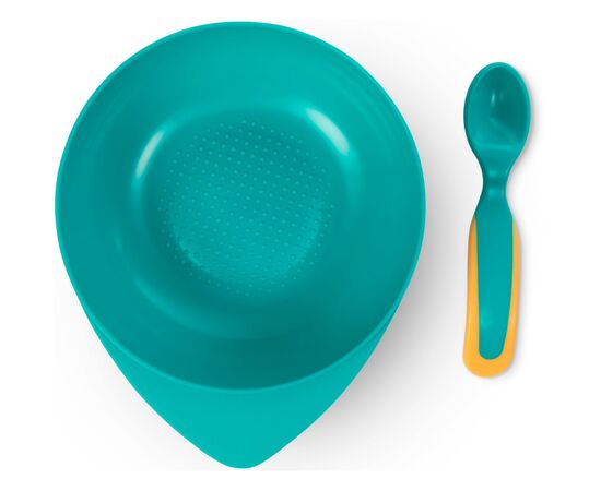 Тарелка детская Baboo с крышкой и ложечкой, от 6 месяцев (зелено-оранжевая) (9-028), изображение 3 Тарелка детская Baboo с крышкой и ложечкой, от 6 месяцев (зелено-оранжевая) (9-028), изображение 3