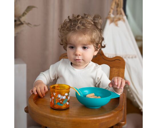 Тарелка детская Baboo с крышкой и ложечкой, от 6 месяцев (зелено-оранжевая) (9-028), изображение 5 Тарелка детская Baboo с крышкой и ложечкой, от 6 месяцев (зелено-оранжевая) (9-028), изображение 5