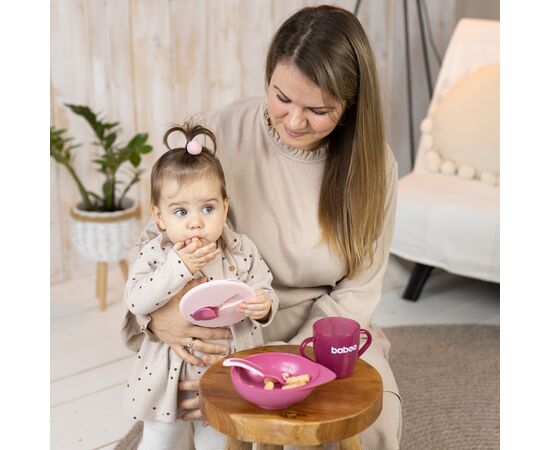 Тарелка детская Baboo с крышкой и ложечкой, от 6 месяцев (розовая) (9-027), изображение 5 Тарелка детская Baboo с крышкой и ложечкой, от 6 месяцев (розовая) (9-027), изображение 5