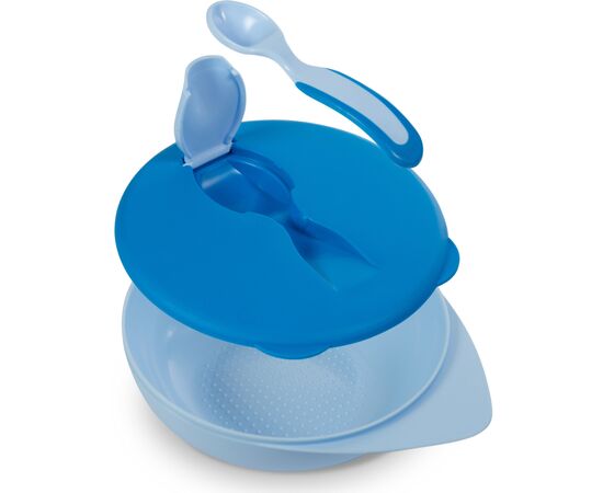 Тарелка детская Baboo с крышкой и ложечкой, от 6 месяцев (синяя) (9-029), изображение 2