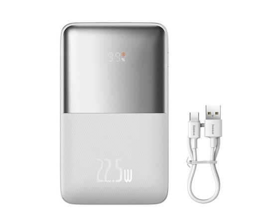 Батарея универсальная Baseus Pro 20000mAh, 22.5W, White, with USB-A - USB-C 3A 0.3m cable (PPBD040302), изображение 6 Батарея универсальная Baseus Pro 20000mAh, 22.5W, White, with USB-A - USB-C 3A 0.3m cable (PPBD040302), изображение 6