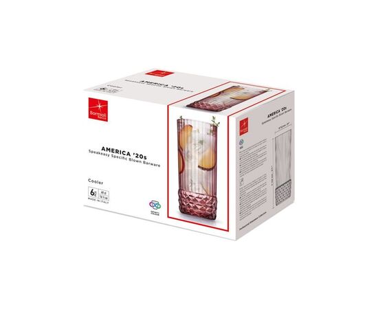 Набор стаканов Bormioli Rocco America'20s Cooler 490мл h-162мм 6шт Рожевий (122155BB9121990), изображение 2