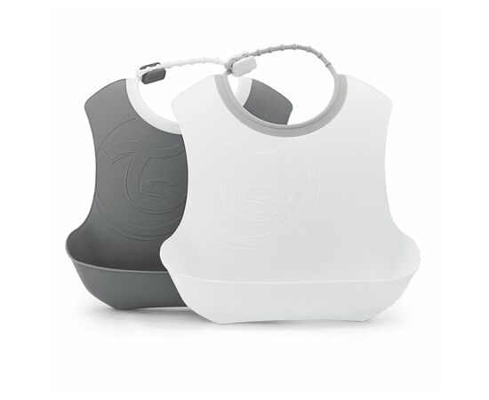 Слинявчик Twistshake Pastel Grey/ White (2шт) 4+ міс (78597)