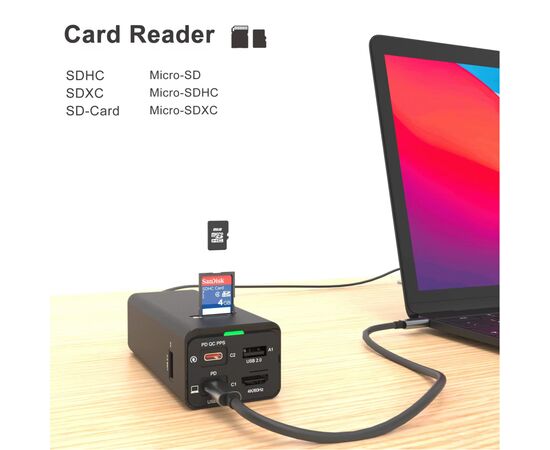 Зарядное устройство XoKo Power Hub QC-700 7 в 1 GAN 100W, PD, QC, USDB 3.1, HDMI, micro SD reader (CD00608) (XK-QC-700), изображение 5