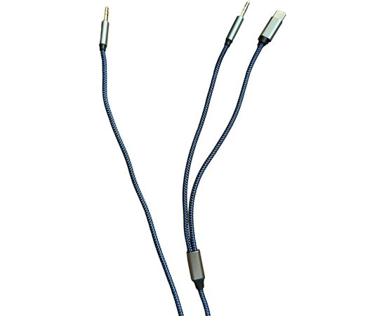 Кабель мультимедийный AUX MH-270 jack - jack 3.5mm-Type-C 1.2m blue XoKo (XK-MH-270), изображение 2 Кабель мультимедийный AUX MH-270 jack - jack 3.5mm-Type-C 1.2m blue XoKo (XK-MH-270), изображение 2
