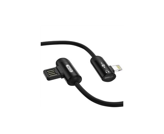 Дата кабель NB38 USB - Lightning + Lightning Audio 1.0m 2.4А Black XoKo (XO-NB38), изображение 3 Дата кабель NB38 USB - Lightning + Lightning Audio 1.0m 2.4А Black XoKo (XO-NB38), изображение 3