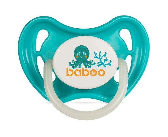 Пустышка Baboo Sea Life латексная, светящаяся в темноте, 0+ (бирюзовая) (5-043)