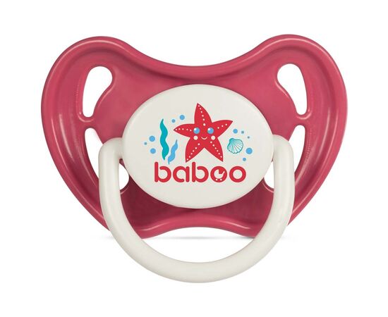 Пустышка Baboo латексная, красная, Sea Life, 6+ мес (5-041)